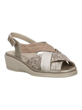 GRÜNLAND Sandali CB2527 Colore Argentato - Zeppa 3 Cm, Tomaia In Pelle Sintetica, Suola In Gomma - 5
