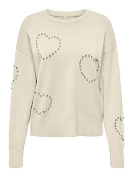 Maglione Only BEE LS HEART BLING da donna panna.