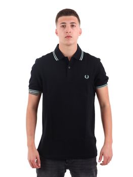 Polo Fred Perry M3600 Q46 da uomo nero+blu+argento.