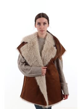 Gilet Tavus Milano 25235 da donna brown e biscuit.