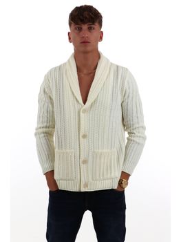 Cardigan Yos PJ2656 da uomo panna.