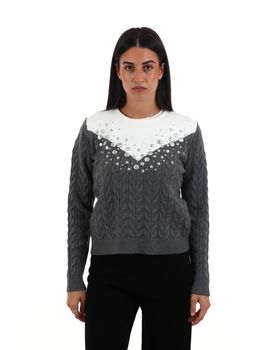 Felpa Liu Jo TF6187MA25S da donna bianco+acciaio.