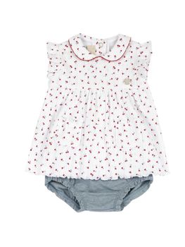 Vestito Chicco 101156 da bambina bianco rosso.