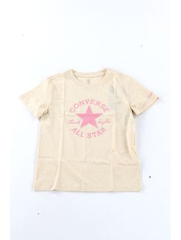 T-shirt Converse 4CH526 da bambina beige.