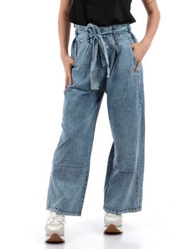 Pantalone Yes Zee P387 EB00 da donna blu marmorizzato.