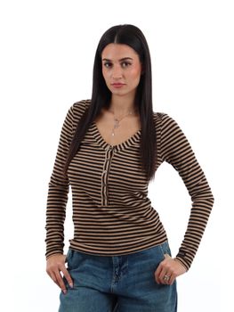 T-shirt Pinko 107514 A3KC da donna cammello.
