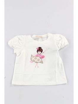 T-shirt Liu Jo KA5008J5003 da bambina bianca.