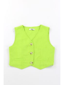 Gilet Y-Clù Y19148 da bambina verde acido.