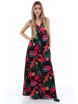 Abito Yes Zee A466 CL00 da donna fantasia floreale nera.