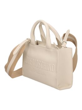 LOVE MOSCHINO: Borsa in pelle sintetica traforata - Bianco | Borse Tote