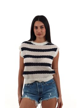 Gilet I AM 6091 da donna bianco navy.