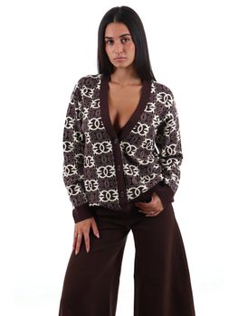 Cardigan Pinko 106042 A2YD da donna marrone e beige.