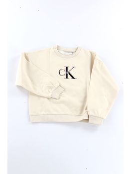 Felpa Calvin Klein LVCKFJB41G da bambino panna.