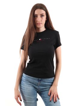 T-shirt Tommy Jeans DW0DW21422 da donna nera.