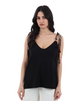 Top Liu Jo VA6114JS360 da donna nero e animalier.
