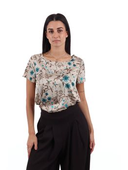 Blusa Rinascimento CFC0130340003 da donna beige blu ottanio.