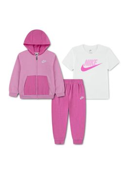 Set Nike 36P282 da bambina lilla e bianca.