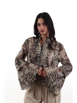 Blusa Pinko 106880 A3AP da donna beige e nero.