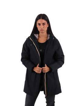 Cappotto K-Way K8144CW da donna nero e grigio.