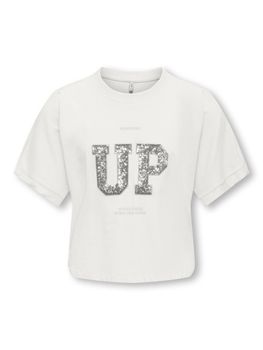 T-shirt Only kids STELLA SS PRINT 15374871 da bambina bianca e silver.