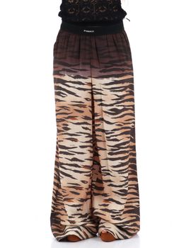Pantalone Pinko 106550 A37R da donna nero e beige.