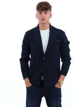 Giacca in maglia Yos PJ2651 da uomo blu.