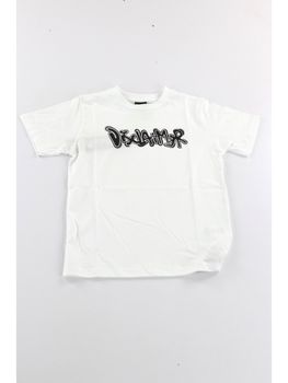 T-shirt Disclaimer 26EDK58802 da bambino bianca+nera.