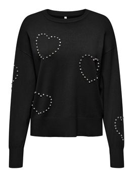 Maglione Only BEE LS HEART BLING da donna nero.