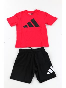 Set Adidas JC9723 da bambino rosso e nero.