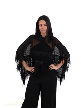Poncho Liu Jo 2A6008T0300 da donna nero.