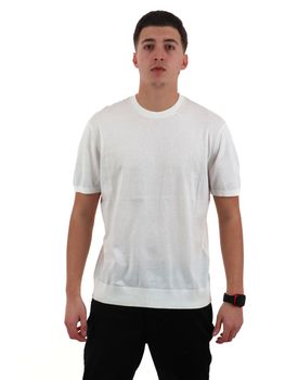 T-shirt in maglia Armani Exchange 8NZM5C ZM3JZ da uomo bianca.
