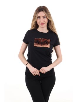 T-shirt Armani Exchange 8NYTDL YJ73Z da donna nero+oro.
