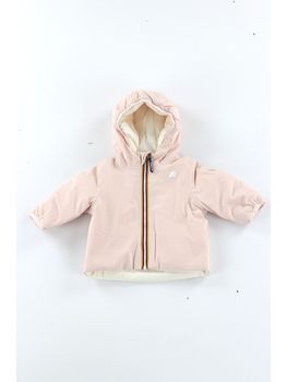 Piumino K-Way K71338W da bambina bianco e rosa.
