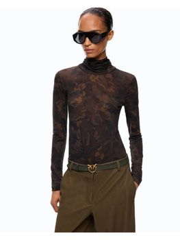 T-shirt Pinko 107735 A3MT da donna verde nera.