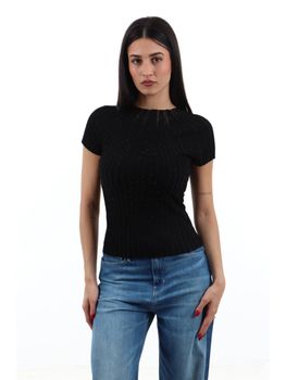 T-shirt Guess W6YR31 Z1023 da donna nera.