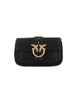 Portafoglio a tracolla Pinko 100061 A0F1 LOVE ONE POCKET da donna nero e oro.