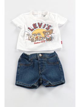 Set Levi's 6EM344 da neonati bianco e denim.