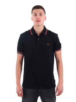 Polo Fred Perry M3600 Y67 da uomo nero+rosa.