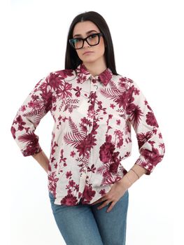 Camicia Emme Marella BOBOLI 002 da donna bianca e bordeaux.