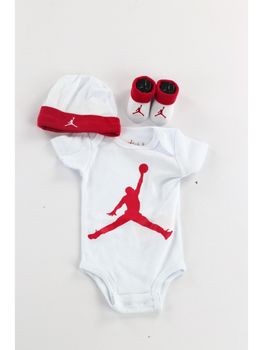 Set Jordan LJ0041 da neonato bianco e rosso.