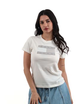 T-shirt Tommy Jeans DW0DW22562 da donna ancient white.
