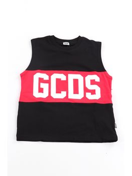 Canotta GCDS Z0UJQC586J105 da bambino nera+rossa.