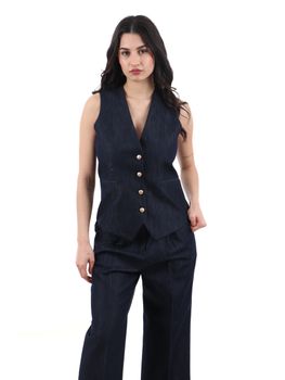 Gilet Yes Zee G200 WP01 da donna jeans scuro.