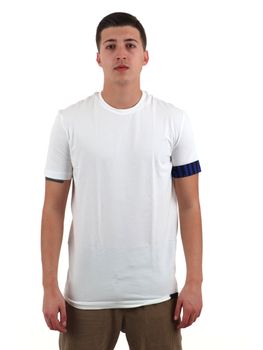 T-shirt Dsquared2 D9M3S5770 da uomo bianco+nero+blu.