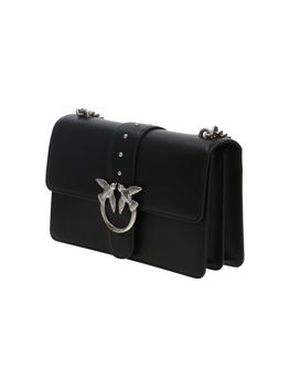 Borsa a tracolla Pinko 100053 A0F1 LOVE ONE da donna nera e argento.