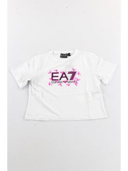 T-shirt EA7 7G000151 AF10373 da bambina bianca.