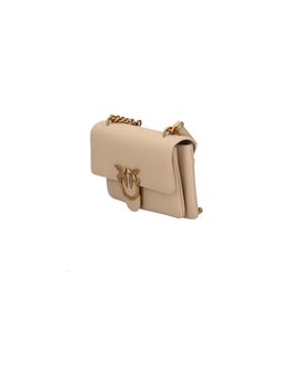 Tracolla Pinko SOFT MINI da donna beige e oro.