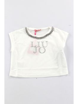 T-shirt Liu Jo GA5165J5003 da bambina bianca+silver.