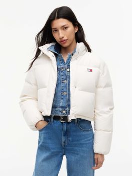 Piumino Tommy Jeans DW0DW18609 da donna off white.