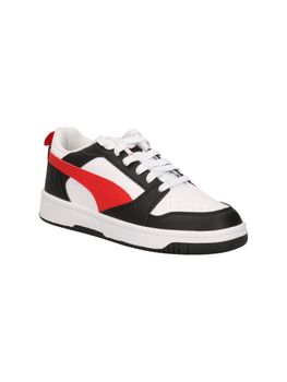 Sneaker Puma 393833 da bambino nera e rossa.